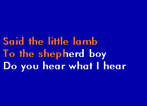 Said the lime lamb

To the shepherd boy

Do you hear what I hear