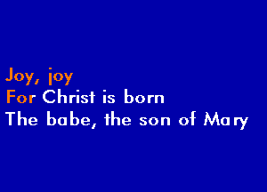 Joy. ioy

For Christ is born
The babe, the son of Mary