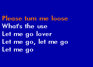 Please turn me loose

What's the use

Let me go lover
Let me go, let me go
Let me go