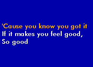 'Cause you know you got it

If it makes you feel good,
So good