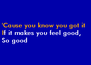 'Cause you know you got it

If it makes you feel good,
So good