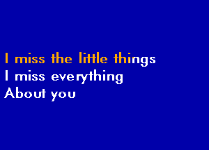 I miss the liHle things

I miss everything
About you