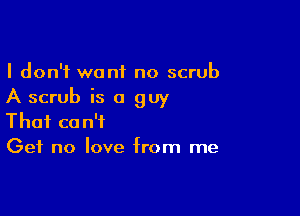 I don't want no scrub
A scrub is a guy

That can't
Get no love from me