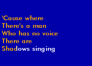 'Cause where
There's a man

Who has no voice
There are
Shadows singing