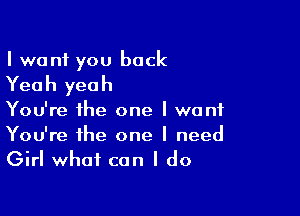 I want you back

Yea h yea h

You're the one I want
You're the one I need

Girl