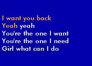 I want you back

Yea h yea h

You're the one I want

You're the one I need
Girl what can I do