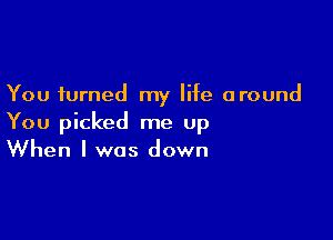 You turned my life around

You picked me up
When I was down