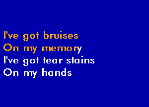 I've got bruises
On my memory

I've got fear stains

On my hands