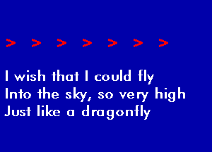 I wish that I could Hy
Into the sky, so very high
Just like a dragonfly