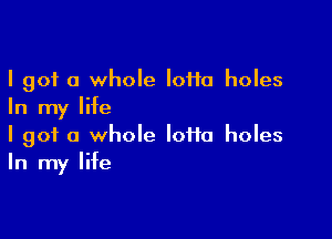 I got a whole lotto holes
In my life

I got a whole loifo holes
In my life