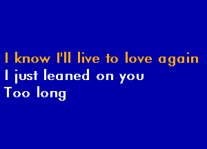 I know I'll live to love again

I just leaned on you
Toolong