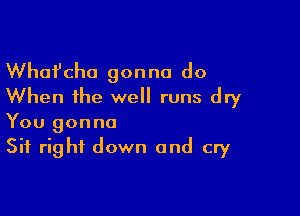 Whafcha gonna do
When the well runs dry

You gonna
Sit right down and cry