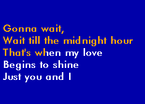 Gonna waif,
Wait till the midnight hour

Thafs when my love
Begins to shine
Just you and I