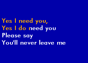 Yes I need you,
Yes I do need you

Please say
You'll never leave me