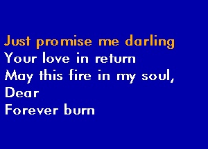 Just promise me darling
Your love in return

May this fire in my soul,
Dear
Forever burn