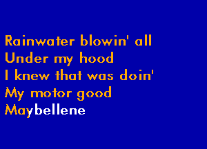 Rainwater blowin' all

Under my hood

I knew that was doin'
My motor good
Maybellene