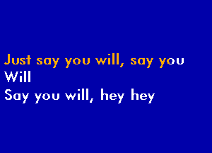 Just say you will, say you

Will

Say you will, hey hey