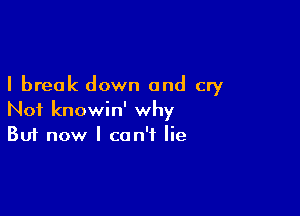 I break down and cry

Not knowin' why
But now I can't lie