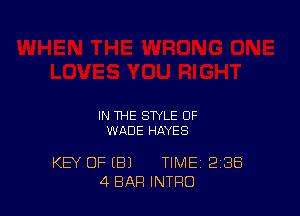 IN THE STYLE OF
WADE HAYES

KEY OF (Ell TIME 2138
4 BAR INTRO