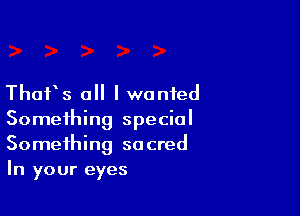 Thurs all I wanted

Something special
Something sacred
In your eyes