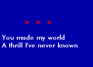 You made my world
A thrill I've never known