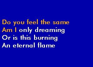 Do you feel the some
Am I only dreaming

Or is this burning
An eternal flame