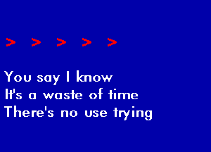 You say I know
It's a waste of time
There's no use frying