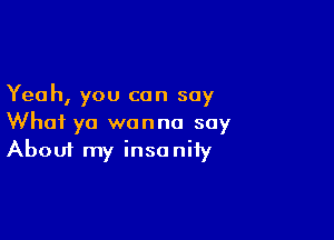 Yeah, you can say

What ya wanna say
About my insanity