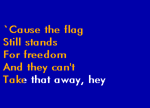 CaUse the Hag
Still stands

For freedom
And they can't
Take that away, hey