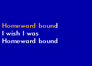 Homeward bound

I wish I was
Homeward bound