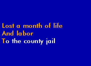 Lost a monih of life

And lo bor

To the county jail