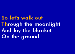 So Iefs walk out
Through ihe moonlight

And lay the blanket
On the ground