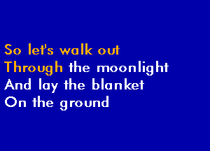 So Iefs walk out
Through ihe moonlight

And lay the blanket
On the ground