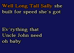 XVell Long Tall Sally she
built for speed she's got

Evathing that
Uncle John need
oh baby