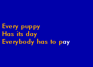 Every pUppy

Has its day
Everybody has to pay
