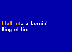 I fell info a burnin'

Ring of fire