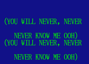 (YOU WILL NEVER, NEVER

NEVER KNOW ME 00H)
(YOU WILL NEVER, NEVER

NEVER KNOW ME 00H)