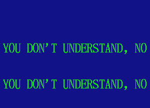 YOU DON T UNDERSTAND, N0

YOU DON T UNDERSTAND, N0