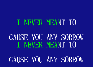 I NEVER MEANT T0

CAUSE YOU ANY SORROW
I NEVER MEANT T0

CAUSE YOU ANY SORROW