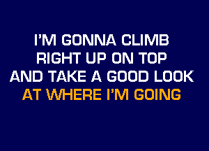 I'M GONNA CLIMB
RIGHT UP ON TOP
AND TAKE A GOOD LOOK
AT WHERE I'M GOING