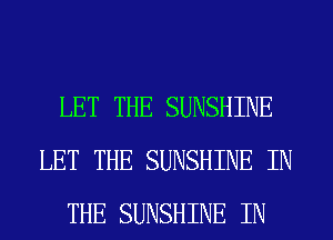 LET THE SUNSHINE
LET THE SUNSHINE IN
THE SUNSHINE IN