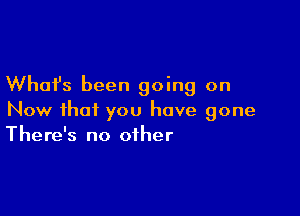 What's been going on

Now that you have gone
There's no other