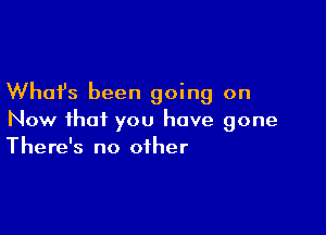 What's been going on

Now that you have gone
There's no other