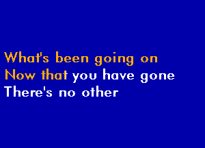 What's been going on

Now that you have gone
There's no other