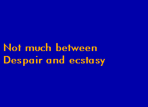 Not much between

Despair and ecsta sy