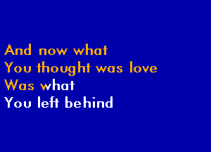 And now what
You thought was love

Was what
You left behind