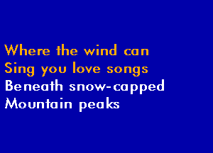 Where the wind can
Sing you love songs

Be neaih snow- co pped
Mountain peaks