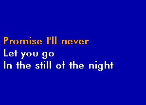 Promise I'll never

Let you go
In the still of the night