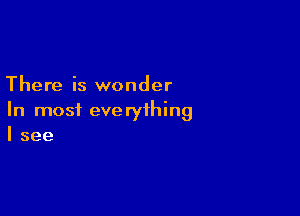 There is wonder

In most everything
I see