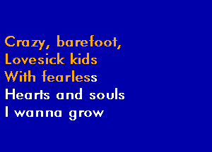 Crazy, barefoot,
Lovesick kids

With fearless

Hearts and souls
I wanna grow